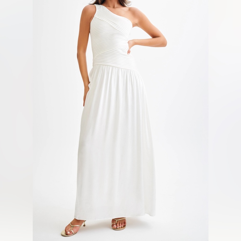 Meshki Jenna One Shoulder Pleated Maxi Dress
